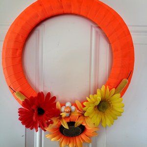 Orange Multi-Flower Front Door Wreath